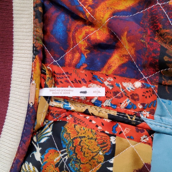 Free People Pandora Reversible Multicolor Patchwork Oversize Bomber Jacket - Picture 2 of 15